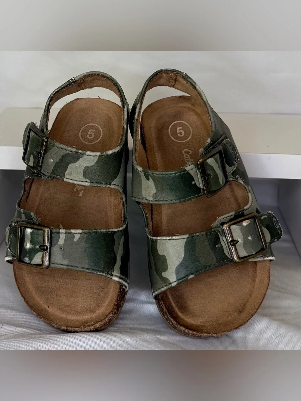 Cat & Jack Camo Buckle Sandals - Green and Tan